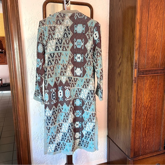 Soft Surroundings Tapestry Duster Long Sweater Cardigan Southwest Aztec - Picture 10 of 11